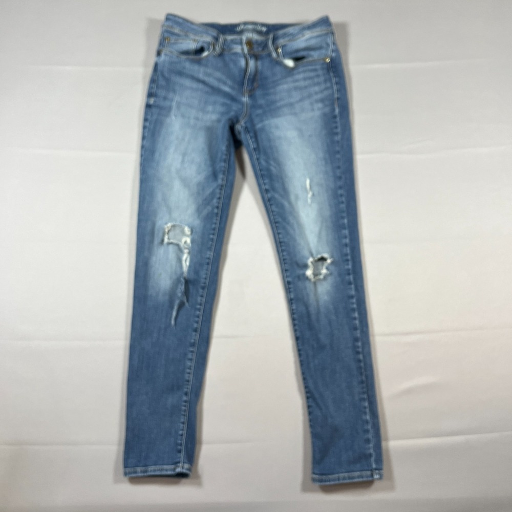 American Rag Cie Skinny Jeans Womens 9 Blue Denim Cotton Stretch Distressed